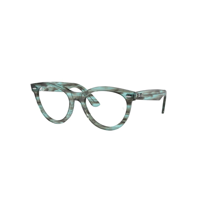 Ray Ban Wayfarer Way Optics Eyeglasses Striped Transparent Green Frame Clear Lenses Polarized 51-21