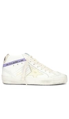 Golden Goose Mid Star Sneaker In White  Beige  Light Yellow  & Light Purp