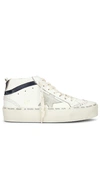 Golden Goose Mid Star High-top Sneakers In White  Ice  Blue  & Silver