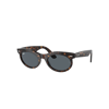 Ray Ban Wayfarer Oval Sunglasses Havana Frame Blue Lenses 53-22 In Havana