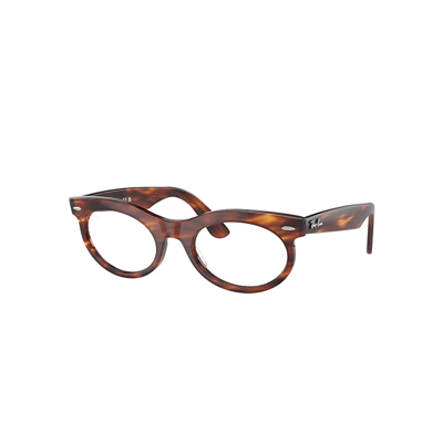 Ray Ban Wayfarer Oval Optics Eyeglasses Striped Havana Frame Clear Lenses Polarized 53-22