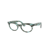 Ray Ban Wayfarer Oval Optics Eyeglasses Striped Transparent Green Frame Clear Lenses Polarized 53-22 In Striped Transparent Green