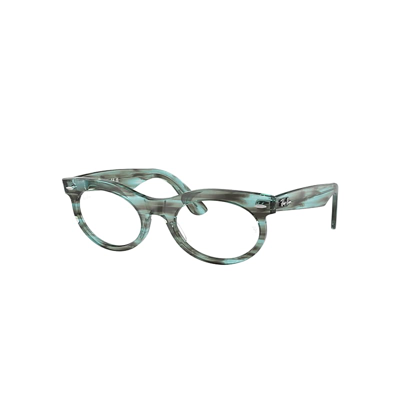 Ray Ban Wayfarer Oval Optics Eyeglasses Striped Transparent Green Frame Clear Lenses Polarized 53-22