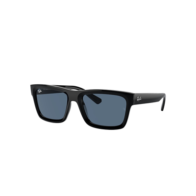 Ray Ban Warren Bio-based Sunglasses Black Frame Blue Lenses 57-20