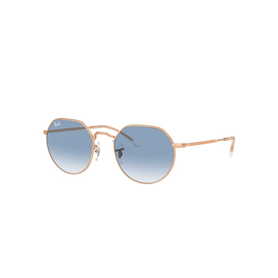 Ray Ban Jack Sunglasses Rose Gold Frame Blue Lenses 55-20