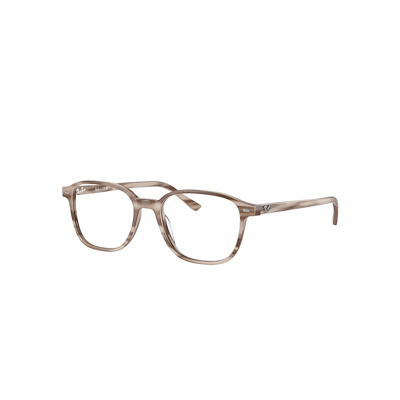 Ray Ban Leonard Optics Eyeglasses Striped Beige Frame Clear Lenses Polarized 49-17