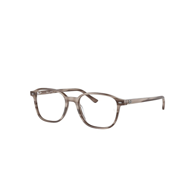 Ray Ban Leonard Optics Eyeglasses Striped Grey Frame Clear Lenses Polarized 49-17