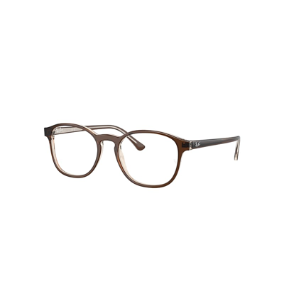 Ray Ban Rb5417 Optics Eyeglasses Brown On Transparent Light Brown Frame Clear Lenses Polarized 52-19