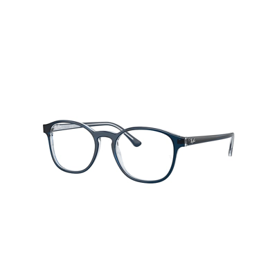 Ray Ban Rb5417 Optics Eyeglasses Blue On Transparent Blue Frame Clear Lenses Polarized 52-19