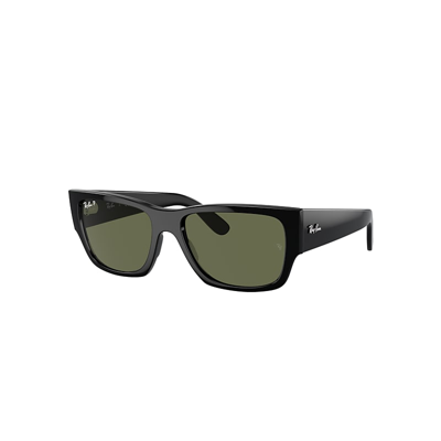 Ray Ban Carlos Sunglasses Black Frame Green Lenses Polarized 56-18