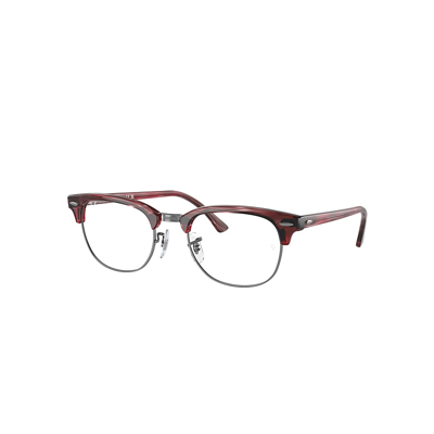 Ray Ban Clubmaster Optics Color For You Eyeglasses Striped Red Frame Clear Lenses Polarized 53-21