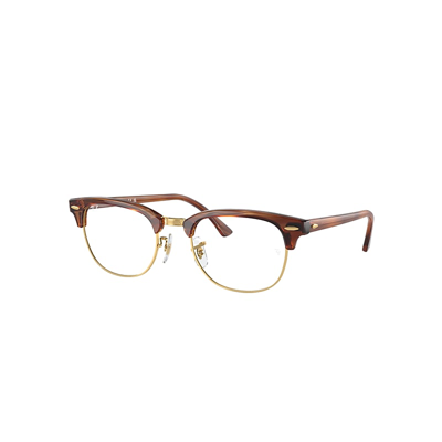 Ray Ban Clubmaster Optics Color For You Eyeglasses Striped Brown Frame Clear Lenses Polarized 53-21