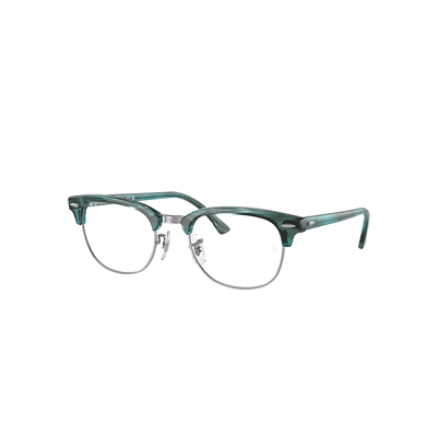 Ray Ban Clubmaster Optics Color For You Eyeglasses Striped Green Frame Clear Lenses Polarized 53-21