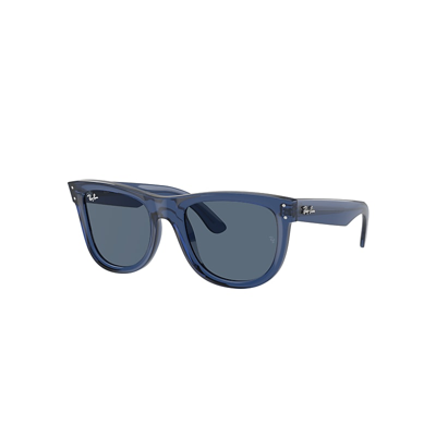 Ray Ban Wayfarer Reverse Sunglasses Transparent Navy Blue Frame Blue Lenses 53-20