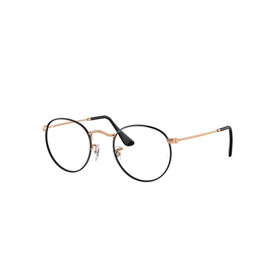 Ray Ban Round Metal Optics Eyeglasses Rose Gold Frame Clear Lenses 50-21