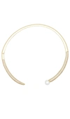 BY ADINA EDEN PAVE X PEARL OPEN COLLAR CHOKER NECKLACE