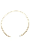 By Adina Eden Pave X Pearl Open Collar Choker Necklace In 金色