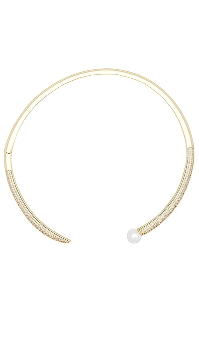 By Adina Eden Pave X Pearl Open Collar Choker Necklace In 金色
