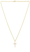 By Adina Eden Pearl X Cz Cross Pendant Necklace In 金色