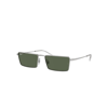 RAY BAN SUNGLASSES UNISEX EMY BIO-BASED - SILVER FRAME GREEN LENSES POLARIZED 56-17