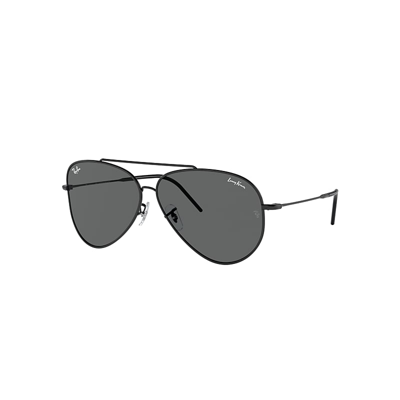Ray Ban Aviator Reverse Sunglasses Black Frame Grey Lenses 59-11