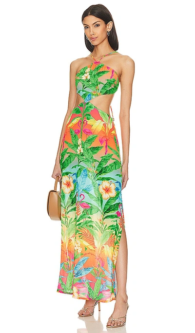 Luli Fama Palm Breeze Cut Out Long Dress In 多色