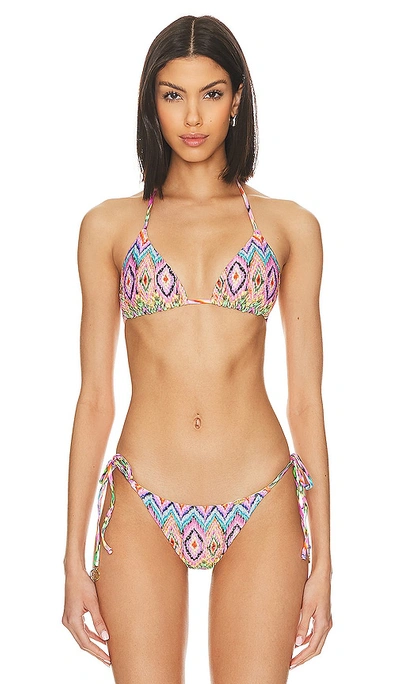 Luli Fama Miami Sorbet Triangle Bikini Top In Multicolor