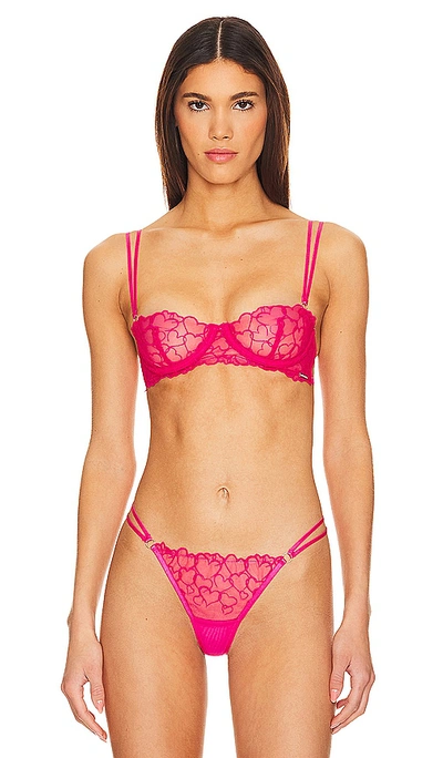 Bluebella Womens Fuchsia Pink Valentina Heart-embroidered Recycled-polyester Mesh Bra