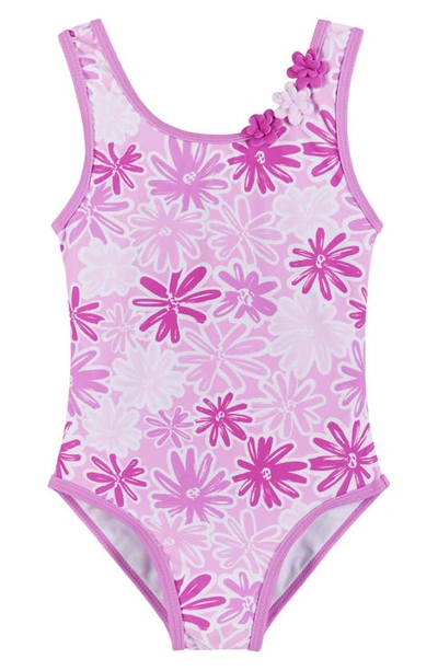 Andy & Evan Kids' Little Girl's & Girl's Floral Appliqué One-piece Swimsuit In Purple