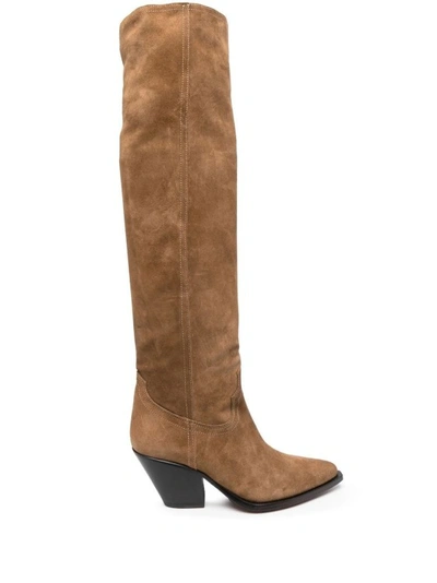 Sonora Pointed-toe Leather Boots In Brown