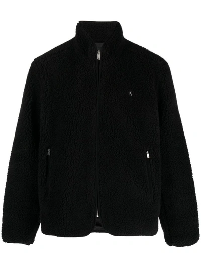 Represent Black Fuzzy Zip-up Jacket