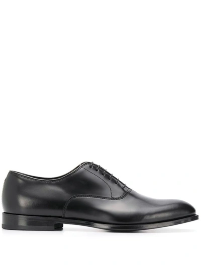 Doucal's Black Leather Lace Up Oxford Shoes