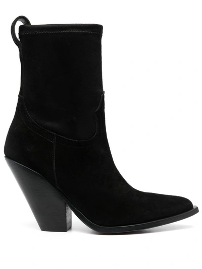 SONORA BLACK 100MM POINTED-TOE SUEDE BOOTS