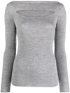 P.a.r.o.s.h Cut-out Ribbed Wool Jumper In Grey
