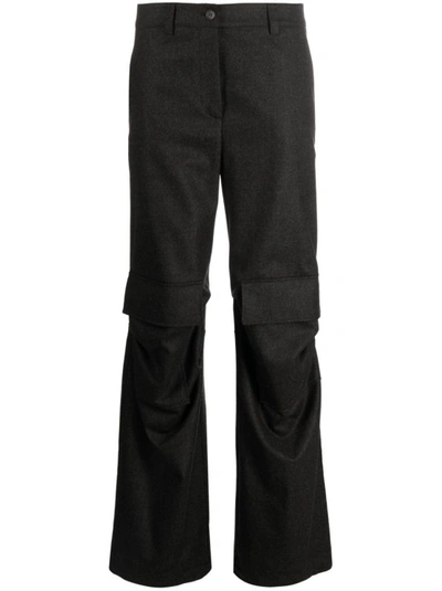P.a.r.o.s.h Wool Cargo Trousers In Black