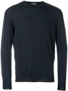 Drumohr Crew Neck Cotton Jumper In Blue