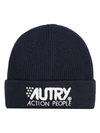 AUTRY NAVY BLUE EMBROIDERED-LOGO KNITTED BEANIE