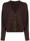360CASHMERE CHOCOLATE BROWN BRUSHED-EFFECT CASHMERE CARDIGAN