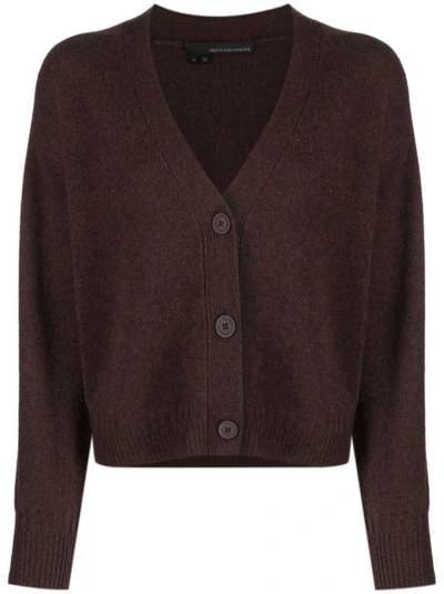 360CASHMERE CHOCOLATE BROWN BRUSHED-EFFECT CASHMERE CARDIGAN