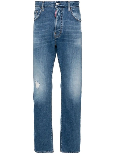 Dsquared2 Blue Cotton Blend Denim Jeans