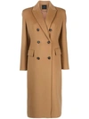 PINKO CAMEL BROWN DOUBLE-BREASTED WOOL COAT