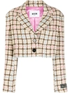 Msgm Single-breasted Tweed Cropped Blazer In Multicolore