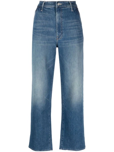 Mother Cropped Flared Jeans In Blue