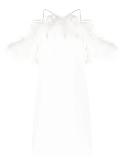 P.a.r.o.s.h Feather-detail Halterneck Minidress In White