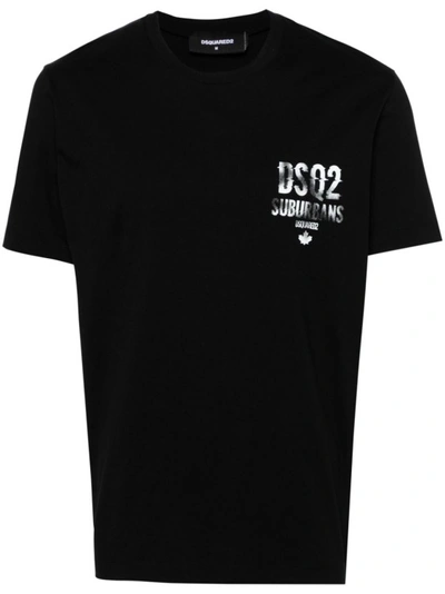 Dsquared2 Logo Print Short Sleeves T-shirt In Black