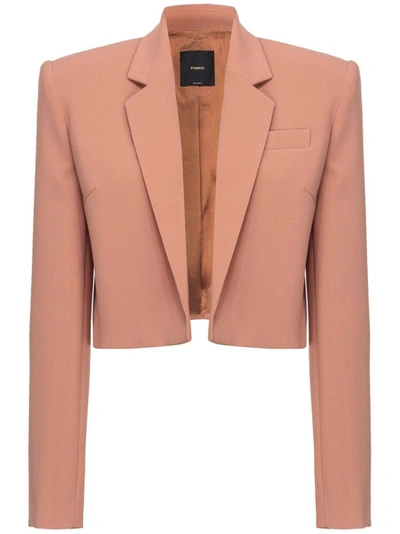 Pinko Cropped Single-breasted Blazer In Brown