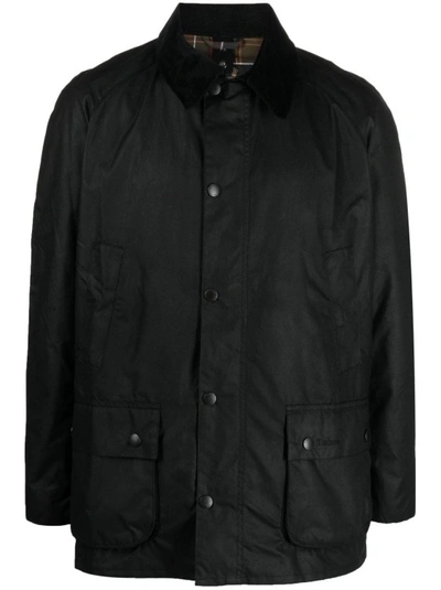 Barbour Collared Wax Jacket In Black