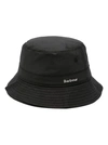 BARBOUR BLACK BELSAY COTTON BUCKET HAT