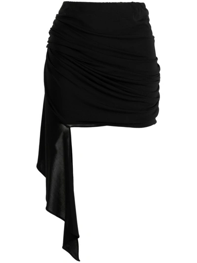 Rev Mid-rise Draped Miniskirt In Black