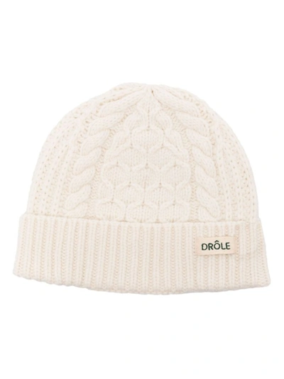 Drôle De Monsieur Cable-knit Merino-wool Beanie In Neutrals